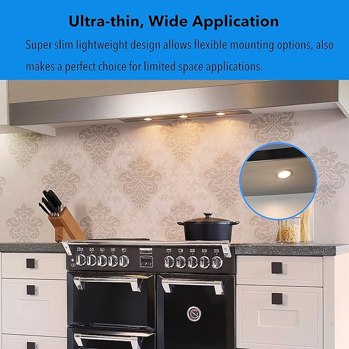 LED Puck Lights Wired Recessed Under Cabinet Lighting Dimmable,2.4In Cutout Halogen Bulb Retrofit,12V Under Counter Light Fixtures for Kitchen,Shelf Lamp,3000K Warm White Round Cabinet Lights,3pcs