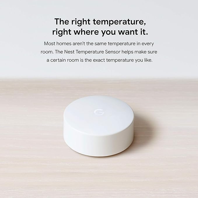 Google Nest Temperature Sensor- That Works with Nest Learning Thermostat and Nest Thermostat E - Smart Home, White