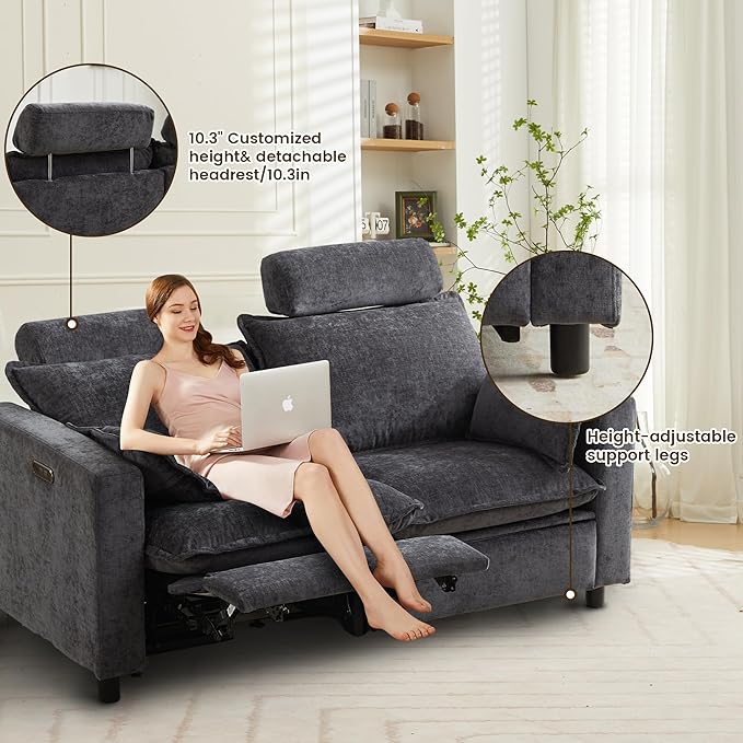 GUEAPY Cloud Couch Power Reclining Sofa Loveseat-Oversized Reclining Sectional Couches, Modern Power Recliner Sofa/Couches for Living Room, Comfortable Recliner Couches with Soft Upholstery Pillows