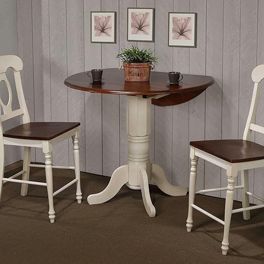 Sunset Trading Andrews Dining Table, Antique white with distressed chestnut top