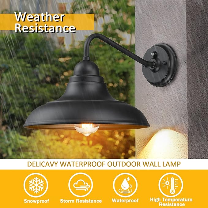 12" Dusk to Dawn Outdoor Wall Sconces Farmhouse Barn Light Outdoor Wall Lights Exterior Wall Lighting Fixture for Porch Entryways, 1 Pack