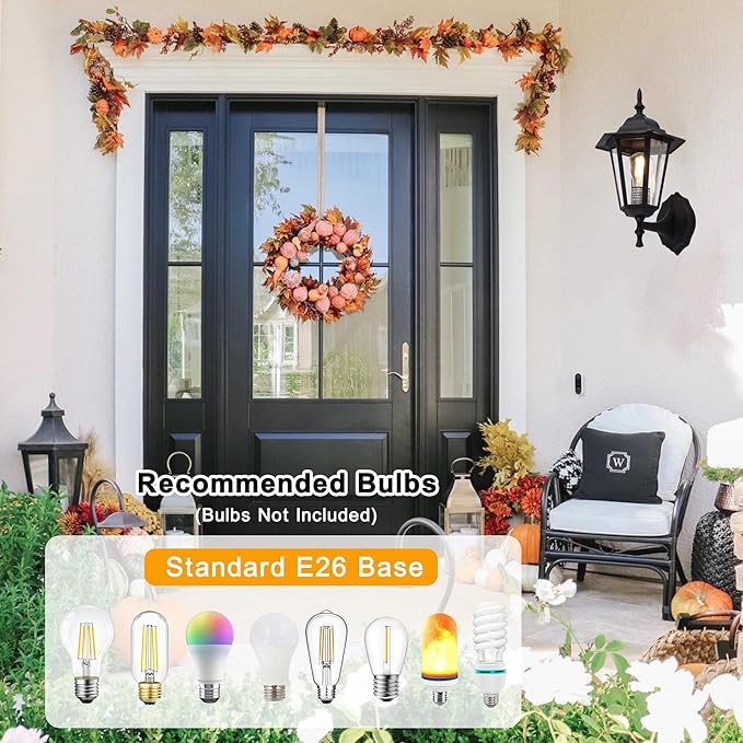 Outdoor Wall Lantern, Exterior Waterproof Wall Light Fixtures with Clear Glass, Die-Aluminum Porch Light, Anti-Rust Outside Lighting for Patio Front Door Entryway, Matte Black, 2-Pack