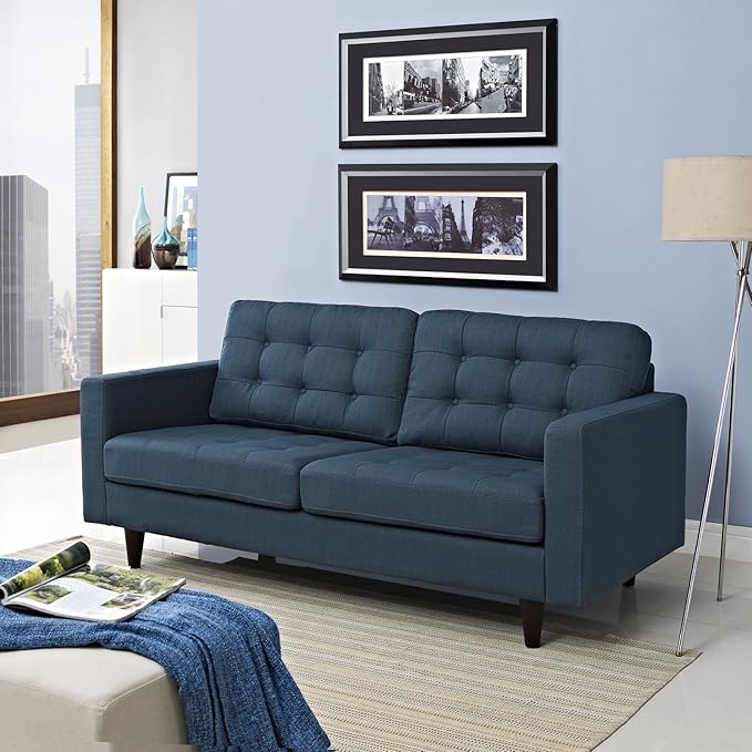 Modway EEI-1547-AZU Empress Mid-Century Modern Upholstered Fabric Loveseat In Azure