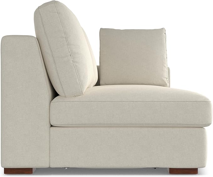 SIMPLIHOME Charlie Left-Facing Sectional Sofa in 100% Recycled Polyester Tightly Woven Performance Fabric, Cream, 122-inches Wide, Handcrafted Contemporary Style L-Shaped Couch with Chaise