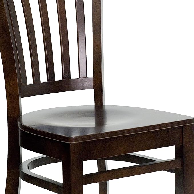 Flash Furniture HERCULES Series Vertical Slat Back Walnut Wood Restaurant Chair