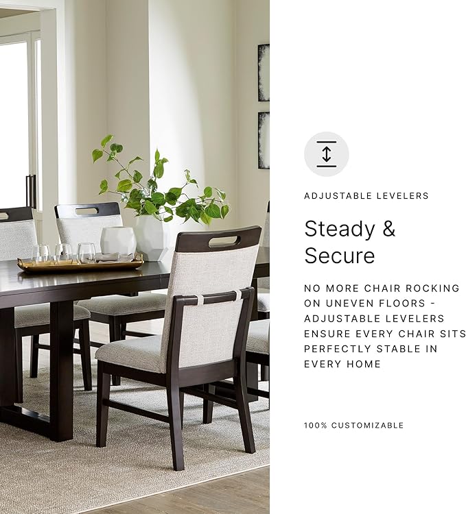 Signature Design by Ashley Neymorton Solid Wood Frame Dining Chair, Stain Resistant, Set of 2, Light Gray/Brown