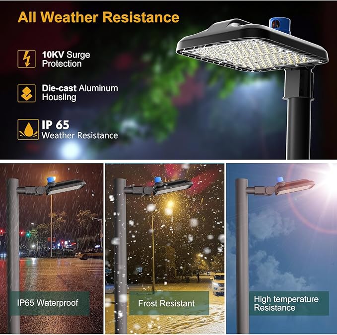 240W LED Parking Lot Area Lights 36000Lm(150LM/W) 5000K Adjustable Slip Mount Parking Lot Light with Smart Photocell IP65 Waterproof ETL Listed LED Pole Light 6KV SPD 7 Yrs Warranty-2Pack