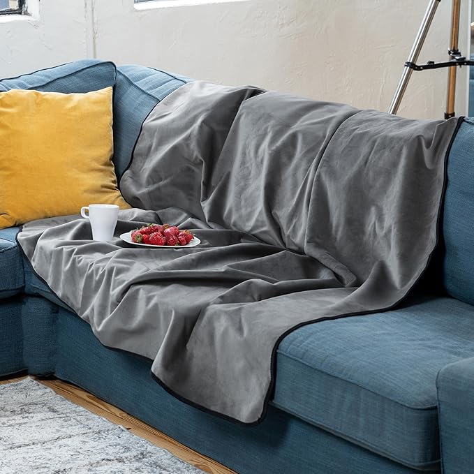 Avana Waterproof Throw - Sensual Blanket for Adults - Made in The USA - Regular Size, Micro-Velvet Grey