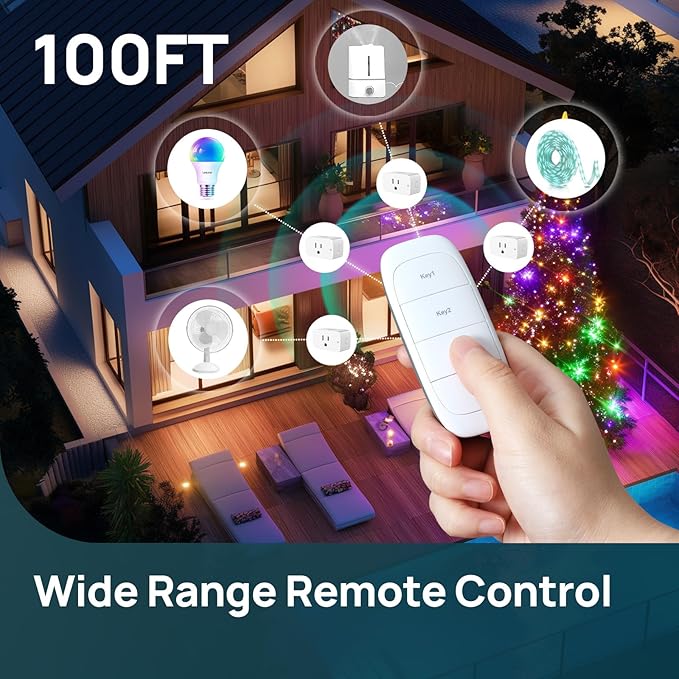 Linkind Plug Remote, Exclusive for Linkind/AiDot Smart Plug, Bluetooth Switch, Smart Outlet, Remote Button Control, On Off Power Switch, 98FT RF Range, Wire-Free, 1 Pack