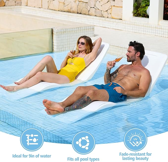 in Pool Lounge Chairs,Pool Lounger for Sun Shelf,Waterproof Patio Furniture with Weather-Resistant Design,Beach & Shallow Water Relaxation,1PC