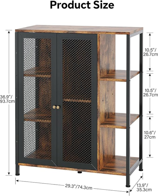 Coffee Bar Cabinet with Storage, Liquor Cabinet Bar with 2 Visible Doors, Small Coffee Station Cabinets, Farmhouse Industrial Buffet Sideboard Cabinets for Home Kitchen, Dining Room, Living Room