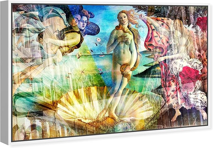 The Oliver Gal Artist Co. Spiritual and Religious Wall Art Framed Canvas Prints 'Birth of Venus - Botticelli' Zodiac