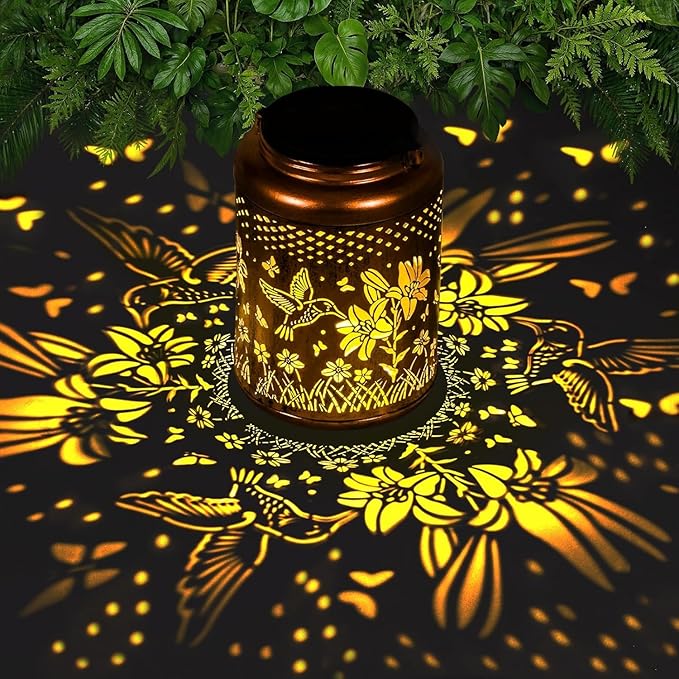 Solar Lanterns Outdoor Waterproof Hummingbird, KagoLing Birthday Gifts for Women Mom Grandma, Garden Decor Hanging Solar Lights Outdoor Metal Lantern Decoration Outside for Yard, Patio, Backyard