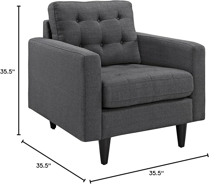 Modway EEI-1013-DOR Empress Mid-Century Modern Upholstered Fabric Armchair in Gray