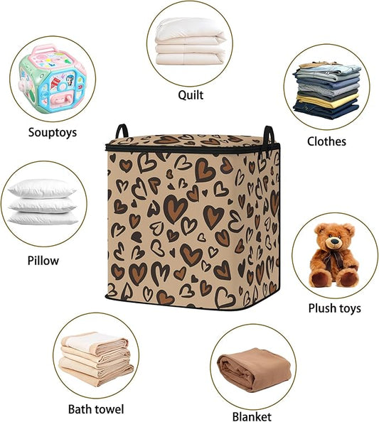 Large Comforter Storage Bag with Zipper,Closet Organizer for Clothes/Blankets/Quilts/Pillows,Fabric Storage Bags with Portable Handles 95L(2-Pack)