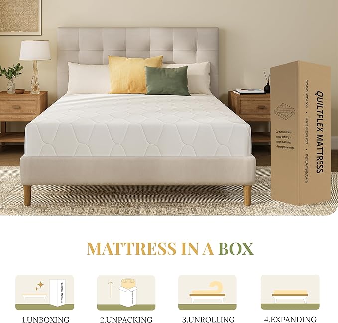 6 Inch Full Size Memory Foam Mattress in a Box for Kids, Relieve Pressure with Medium Firm Support, Fiberglass Free, CertiPUR-US Certified