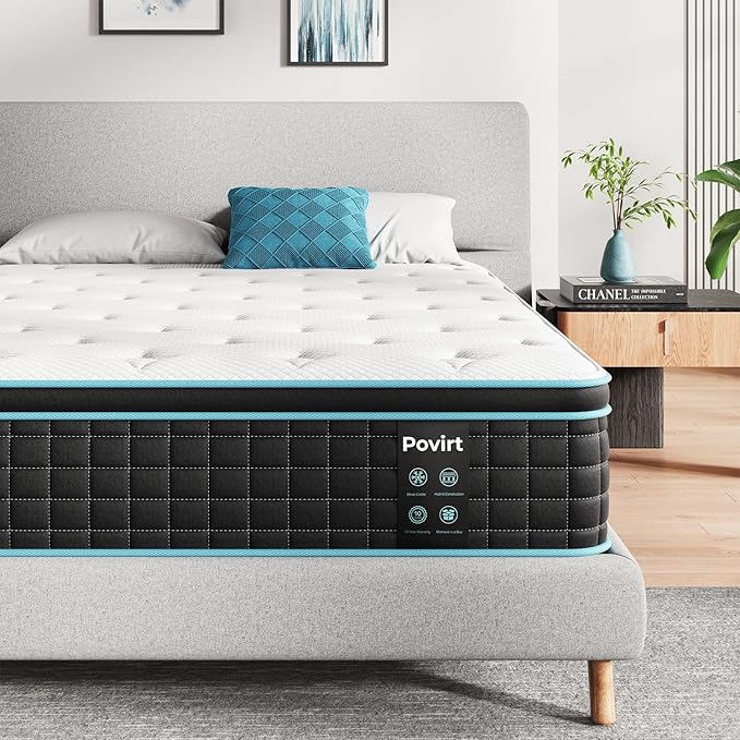 Queen Mattress 12 Inch, Pocket Spring Hybrid Queen Size Mattress in a Box, Memory Foam and Innerspring Mattress for Pressure Relief, Medium Firm Feel, 60 * 80 * 12 inch
