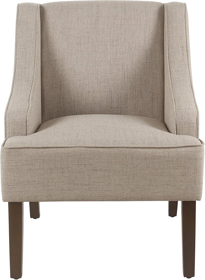 Homepop Upholstered Classic Swoop Arm Accent Chair Home Décor, Natural Linen