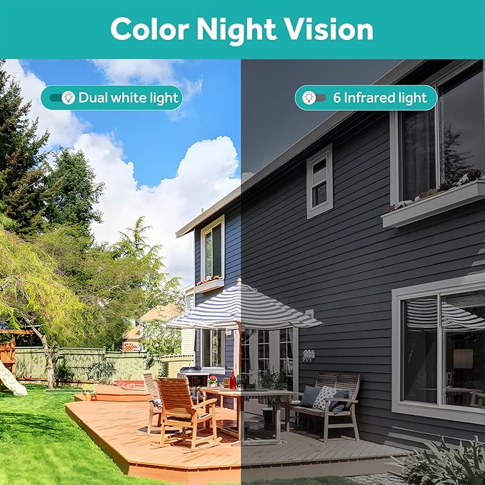 2 Pack Solar Security Camera Outdoor Wireless, 4MP HD Full Color Night Vision, 2.4/5GHz WiFi Home Security Camera with AI Motion Detection & Siren, 2-Way Audio, Alexa, No Wiring, Weatherproof