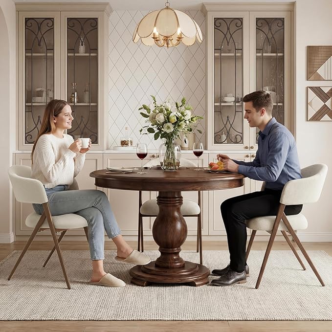COLAMY Dining Chairs Set of 2, Modern Fabric Upholstered Dining Room Kitchen Side Chairs with Iron Legs, Open Back and Padded Seat, for Living Room/Restaurant/Cafe, Beige