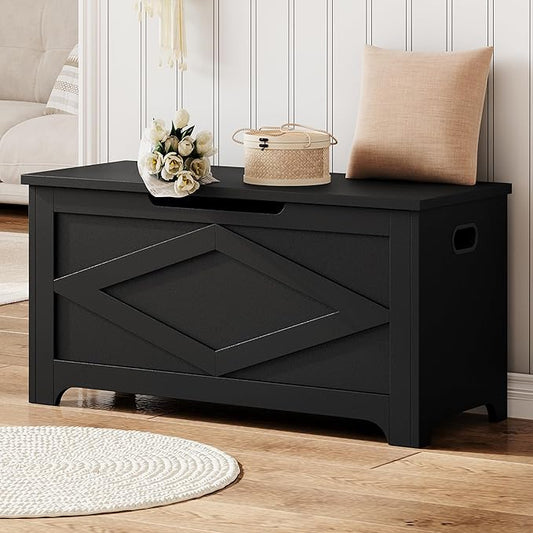 GAOMON Storage Chest, Wooden Storage Bench, Modern Style Lift-Top Shoes Bench with Safety Hinge for Entryway, Bedroom, Living Room, Supports 300 Lb and Easy Assembly
