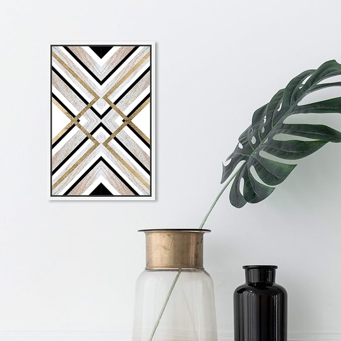 The Oliver Gal Artist Co. Abstract Framed Wall Art Canvas Prints 'Earthy Lux' Geometric Home Décor, 10" x 15", Brown, Gold