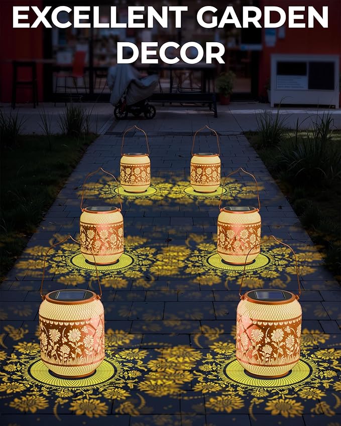 Sunflowers Solar Lanterns Outdoor Waterproof Decorative Garden Solar Lights for Outside,Hanging Metal Ornaments Decor for Outside Lawn,Patio,Balcony,Yard Sunflowers Gifts for Women