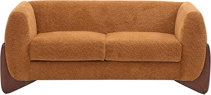 Christopher Knight Home Almad 2 Pieces Sofa Couch Set, Cozy 3-Seater Sofa and Loveseat for Living Room, Upholstered Couch Chair, Soft Seating Lounge Sofa with Wood Frame, Boucle Fabric, Caramel Brown