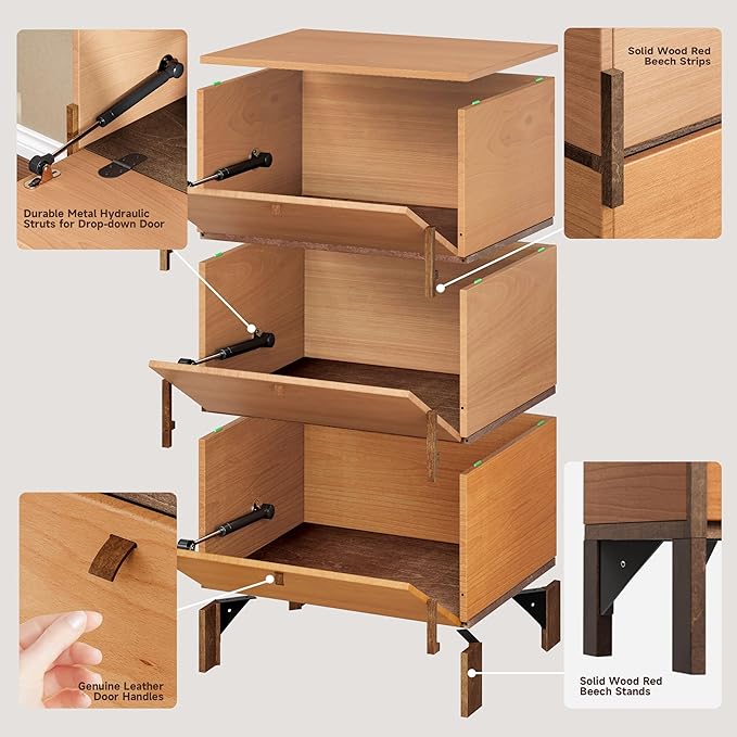 Sebastack Sideboard, Buffet Cabinet with 3 Storage Drawers, Easy Assembly Coffee Bar Wood Buffet Table for Kitchen, Dining Room, Office, Basswood and Beech Color Combo (1 pcs)