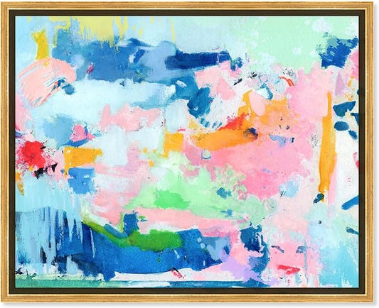 Art Remedy Peaceful Haven Canvas Bright Colorful Abstract Wall Art, Gold Frame, 30" x 24"