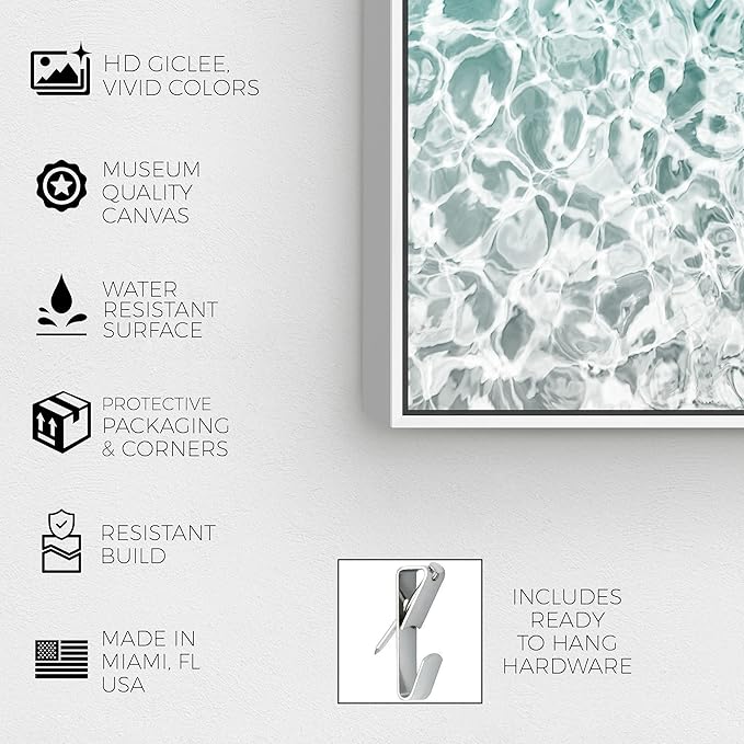 The Oliver Gal Artist Co. Nautical and Coastal Wall Art Framed Canvas Prints 'Clear Aqua Waters' Coastal