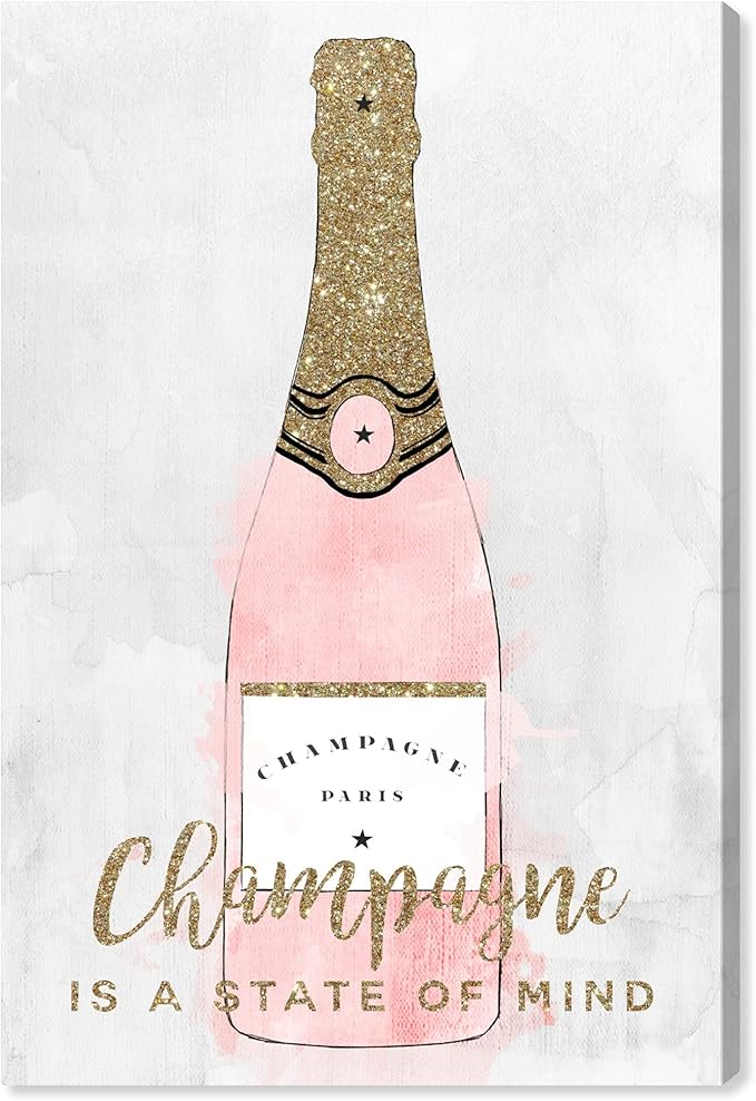 Drinks and Spirits Wall Art Canvas Prints 'Champagne Mind Glitter' Champagne