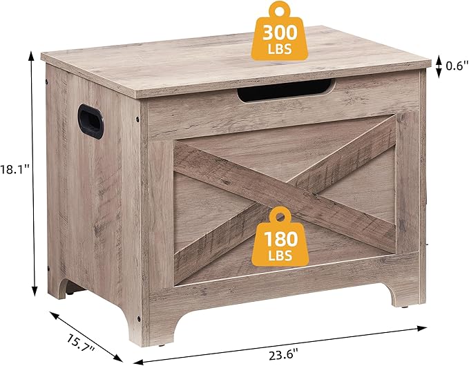 GarveeHome 23.6 in Storage Chest, Wooden Storage Bench with Safety Hinge, Easy Assembly, Large Shoe Bench for Entryway, Living Room, Bedroom