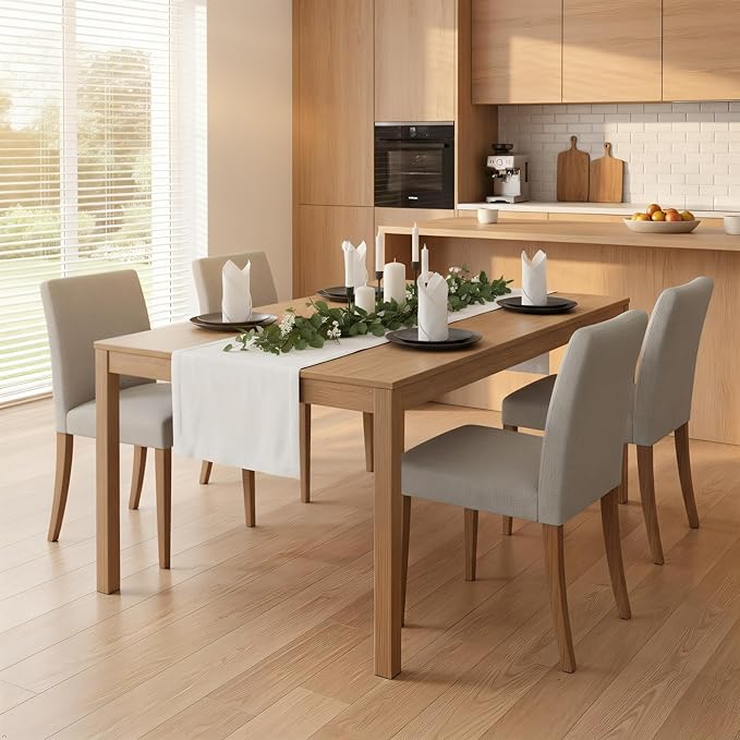 Grain & Grove Davie 72 Inch Rectangular Dining Table, Wooden Table for Kitchen/Dining Room, Home Office, Living Room Furniture, Pecan