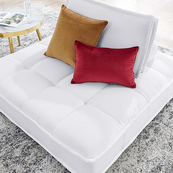 Modway Saunter Tufted Fabric Armless Chair, White
