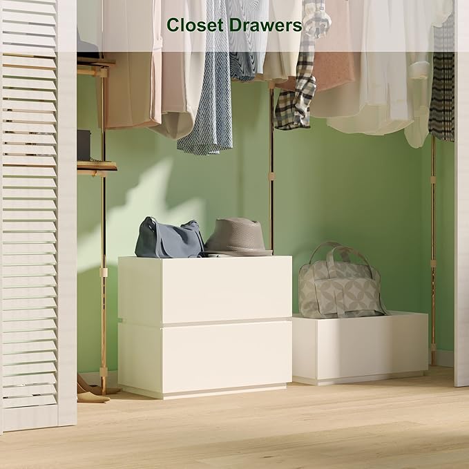 woodtalks Stackable 1 Drawer Dresser, Multi-Purpose Storage Closet Cube Dressers for Bedroom, Storage Cabinet for Entryway, Nightstand Sofa Beside Table Drawer Chest, 23.6 in, White