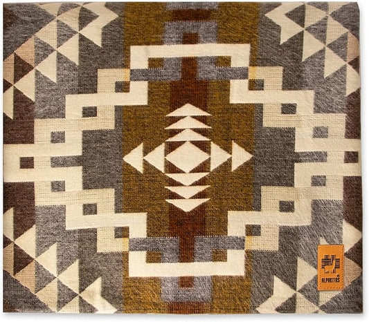 Alpaca Wool Blanket | Twin Size Throw Blanket | 70 x 45 inches | Soft, Hypoallergenic and Breathable | Lightweight Warm Blanket | Bed, Couch, Outdoor or Picnic (Gray & Yellow)