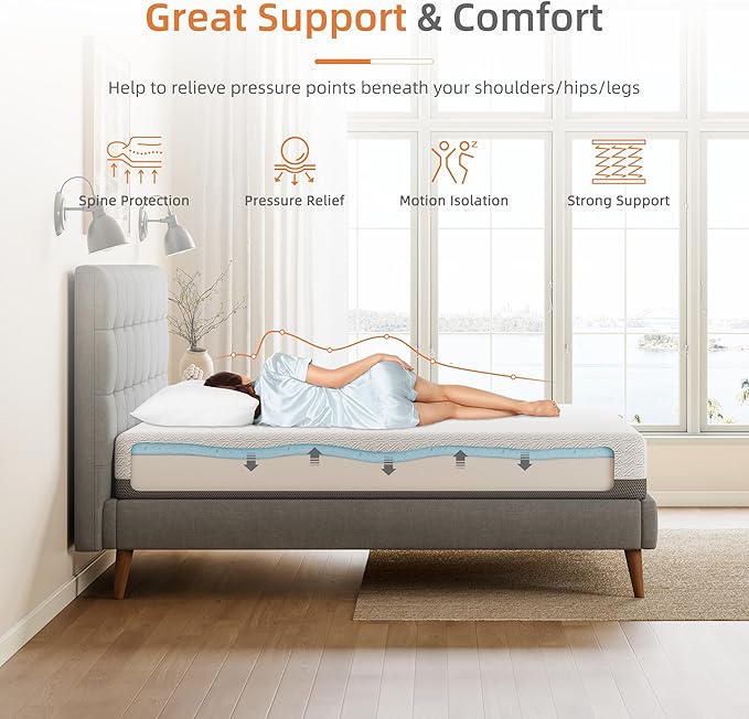 Vesgantti Full Mattress, 12 Inch Gel Memory Foam Mattress for Cool Night & Pressure Relief, Medium Plush Feel with Motion Isolating,Breathable Removable Cover