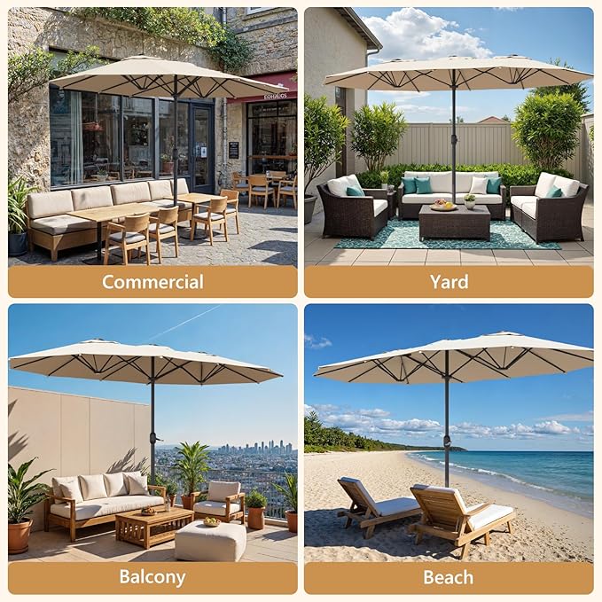 Sannwsg Outdoor Patio Umbrella,Table Umbrella with Push Button Tilt and Crank,Market Umbrella with 8 Sturdy Ribs,Yard Umbrella