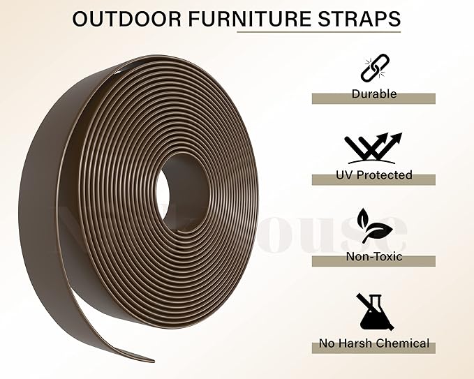 20' ft x 2 Inch Wide Vinyl Strapping Replacement Straps for Patio Chairs Outdoor Chair Repair Lawn Furniture Repair Strap Matte Finish (Dark Brown) + 20 Free Rivets!