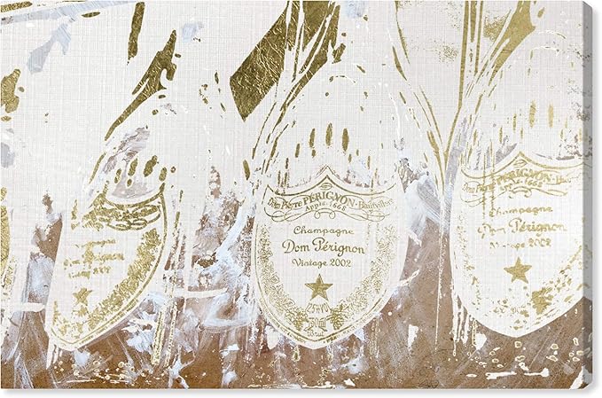The Oliver Gal Artist Co. Drinks and Spirits Wall Art Canvas Prints Showers' Champagne Home Décor, 15 in x 10