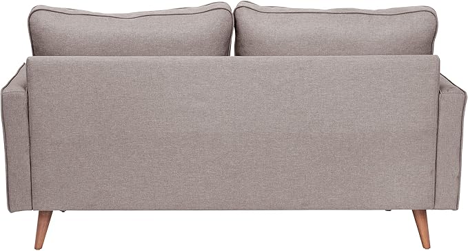 Taylor & Logan Hendrix Tufted Faux Linen Upholstered Mid-Century Modern Loveseat with Solid Wood Legs in Slate Gray