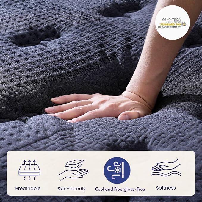 King Size Mattress, 12 Inch Deluxe Hybrid King Mattress in a Box, Medium Firm Mattresses with Gel Memory Foam & Pocket Springs, Pressure Relief, Cooling, Extra Edge Support [Upgraded Support]