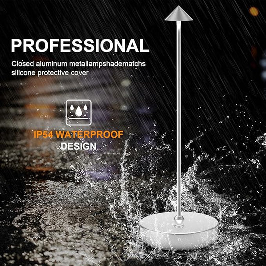 2Pack Rechargeable Cordless Table Lamp, Portable Powered LED Battery 6000mAh Metal USB Desk Lamp, 3 Levels Brightness Light for Restaurants Outdoor (2pack Silver)