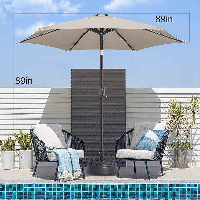 7.5FT Outdoor Patio Umbrella - Table Umbrella Waterprool UV Protection, Sombrillas de Patio with Push Button Tilt, Sun Umbrella for Pool, Porch, Garden, Deck, Backyard (Taupe)