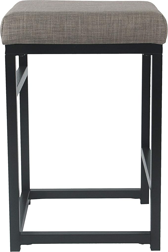 Homepop Home Decor | Modern 24-Inch Counter Stool | Backless Metal Frame Bar Stools Counter Height | Decorative Home Furniture, Brown, K7651.24-F1552