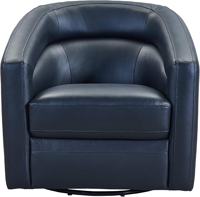 Armen Living Desi Contemporary Leather Swivel Living Room Accent Chair, 32" Wide, Black