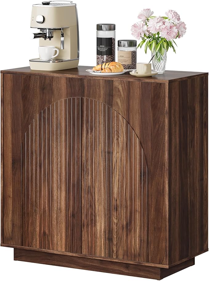 Buffet Cabinet, Sideboard Buffet Cabinet with Storage, Coffee Bar Cabinet, Push-to-Open Doors & Adjustable Internal Shelf, Buffet Table for Kitchen, Dining Room, Walnut MCB01HT