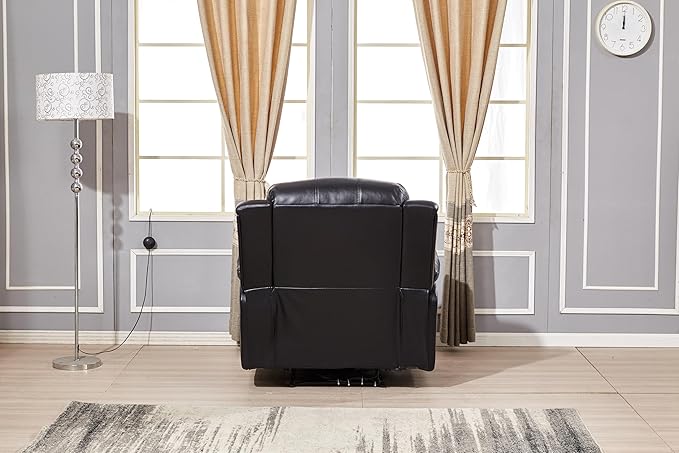 Betsy Furniture Power Reclining Bonded Leather Living Room Set (Black, Power Recliner)