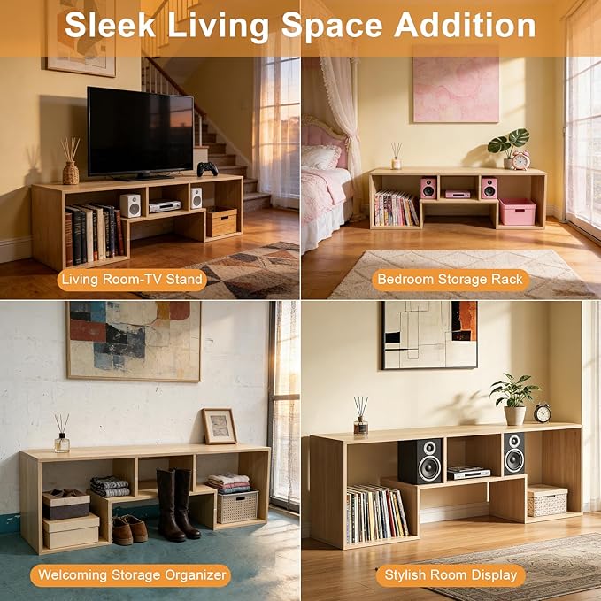 Lightdot TV Stand for TVs up to 55'', Modern Entertainment Center with Open Storage Large Capacity for Collection, Media TV Table Console for Living Room/Bedroom/Sofa Cabinet, Easy Assembly - Walnut